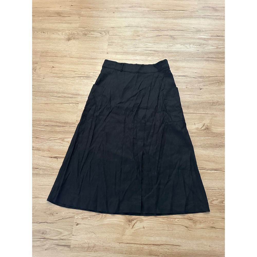 Modern Citizen Black Linen Blend Maxi Skirt Women's Large Pleated A-Line MCSB064